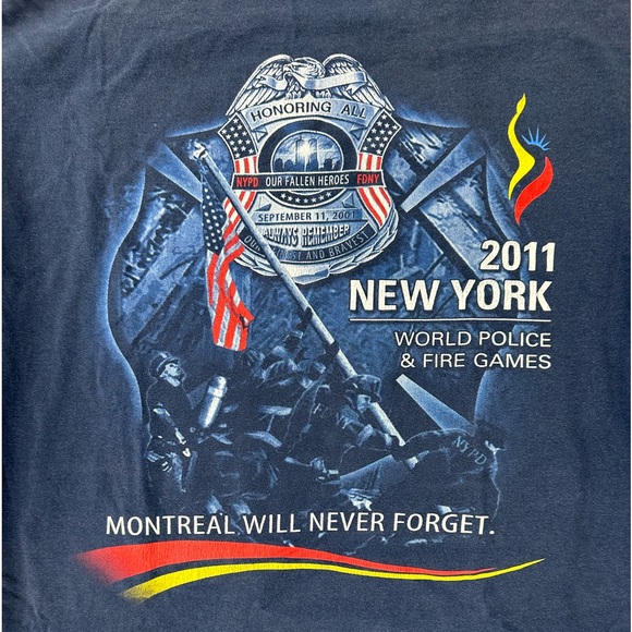 2011 New York Police Navy Blue Short Sleeve Tee Size XL - Picture 4 of 5